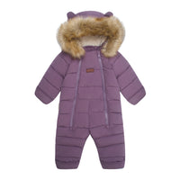 Fur Trim Quilted Snowsuit | Mauve
