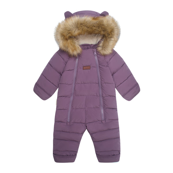 Fur Trim Quilted Snowsuit | Mauve
