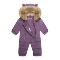 Fur Trim Quilted Snowsuit | Mauve