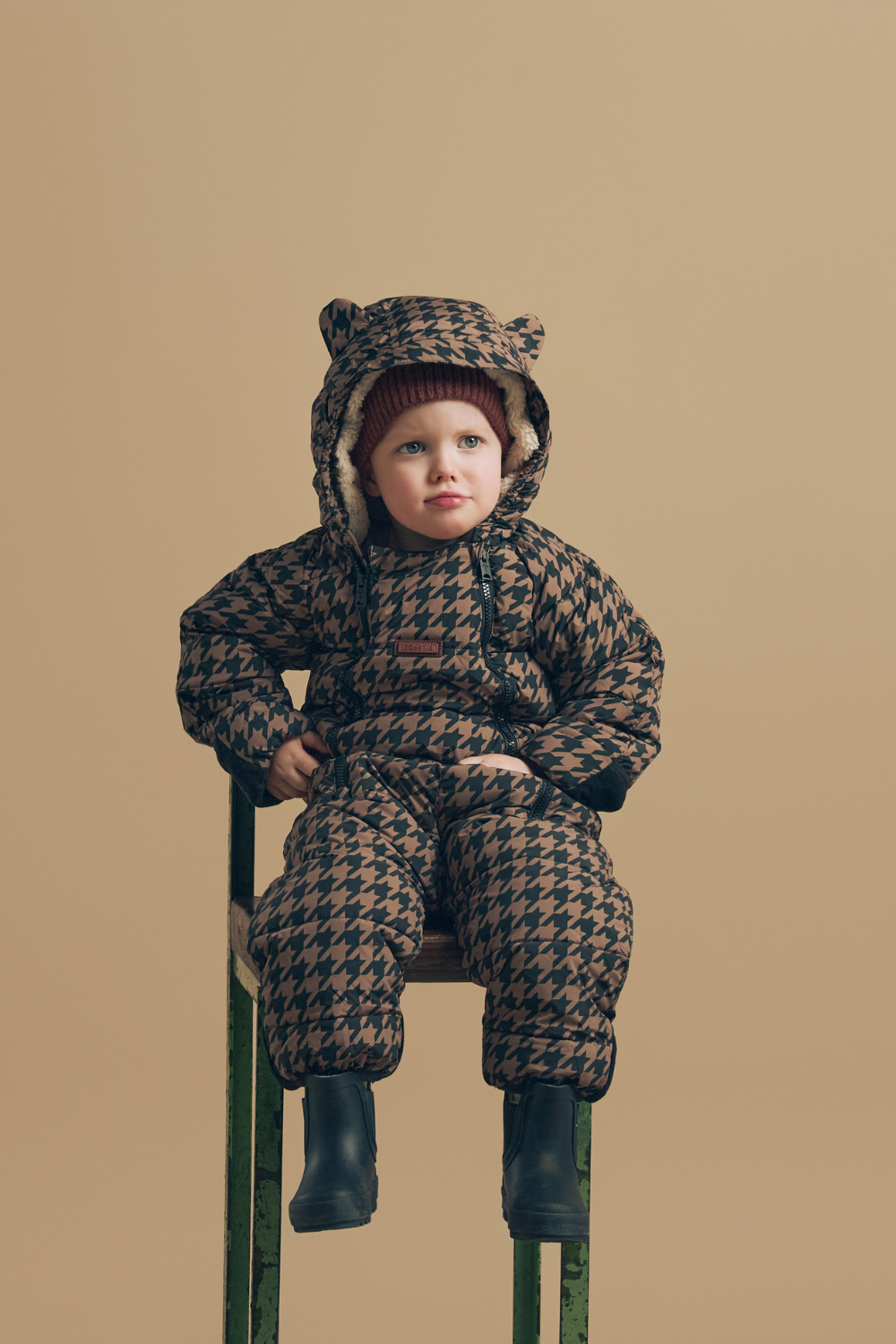 Quilted Snowsuit | Toffee Houndstooth