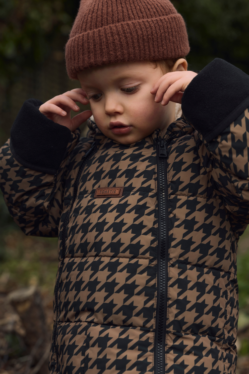 Quilted Snowsuit | Toffee Houndstooth