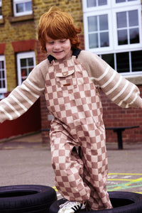 All Season Waterproof Dungaree | Caramel Checkerboard