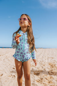 UV Protector Swimsuit | Turquoise Brush Stroke