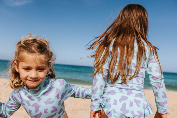 UV Protector Bikini Set | Turquoise Brush Stoke