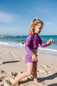 UV Protector Bikini Set | Hot Pink Brush Stroke