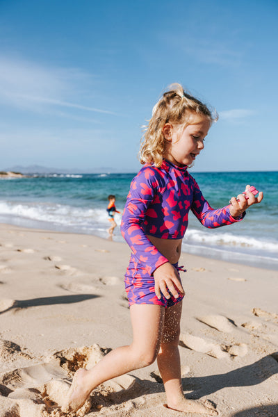 UV Protector Bikini Set | Hot Pink Brush Stroke