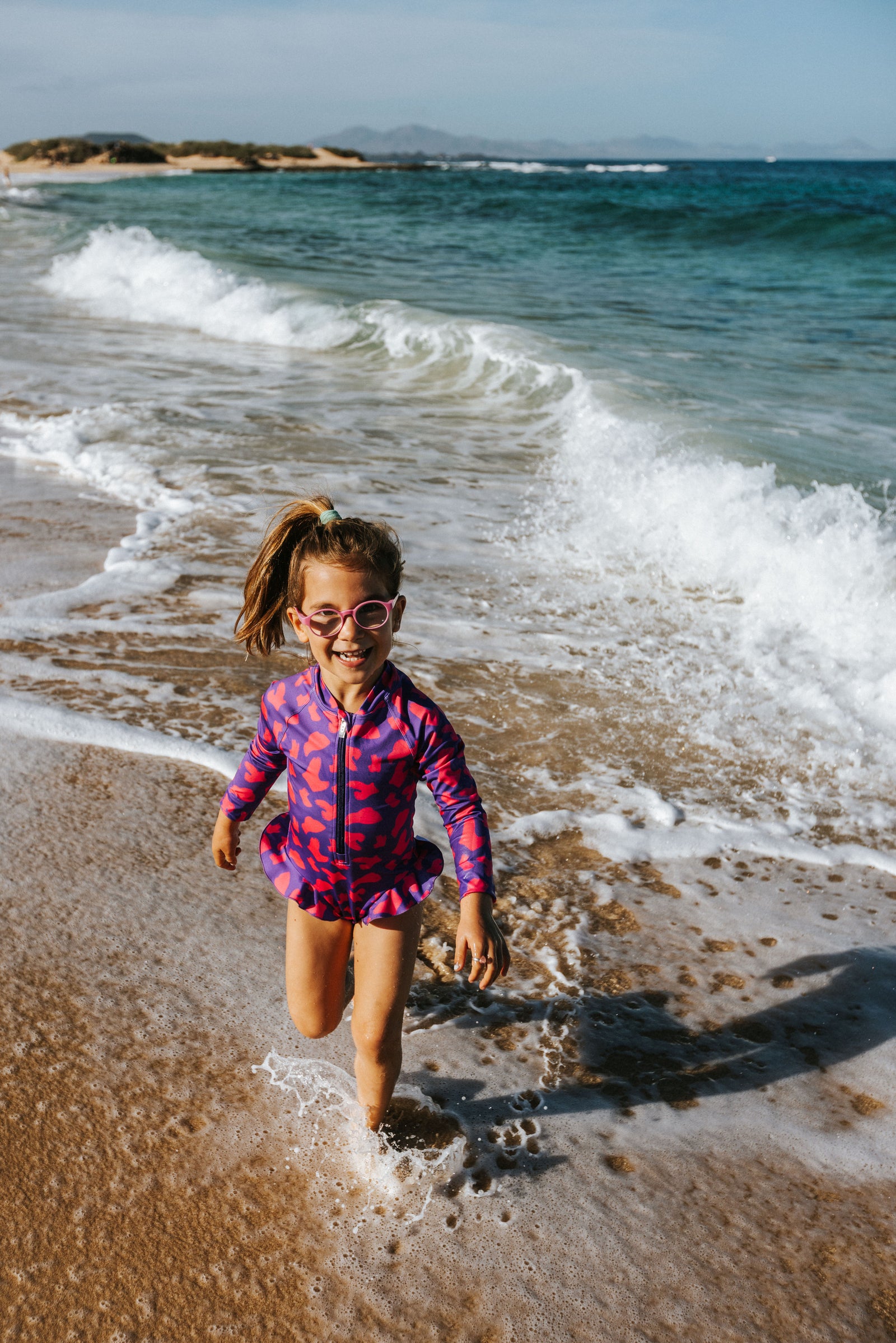 UV Protector Swimsuit | Hot Pink Brush Stroke