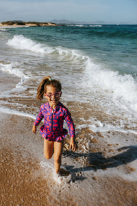 UV Protector Swimsuit | Hot Pink Brush Stroke