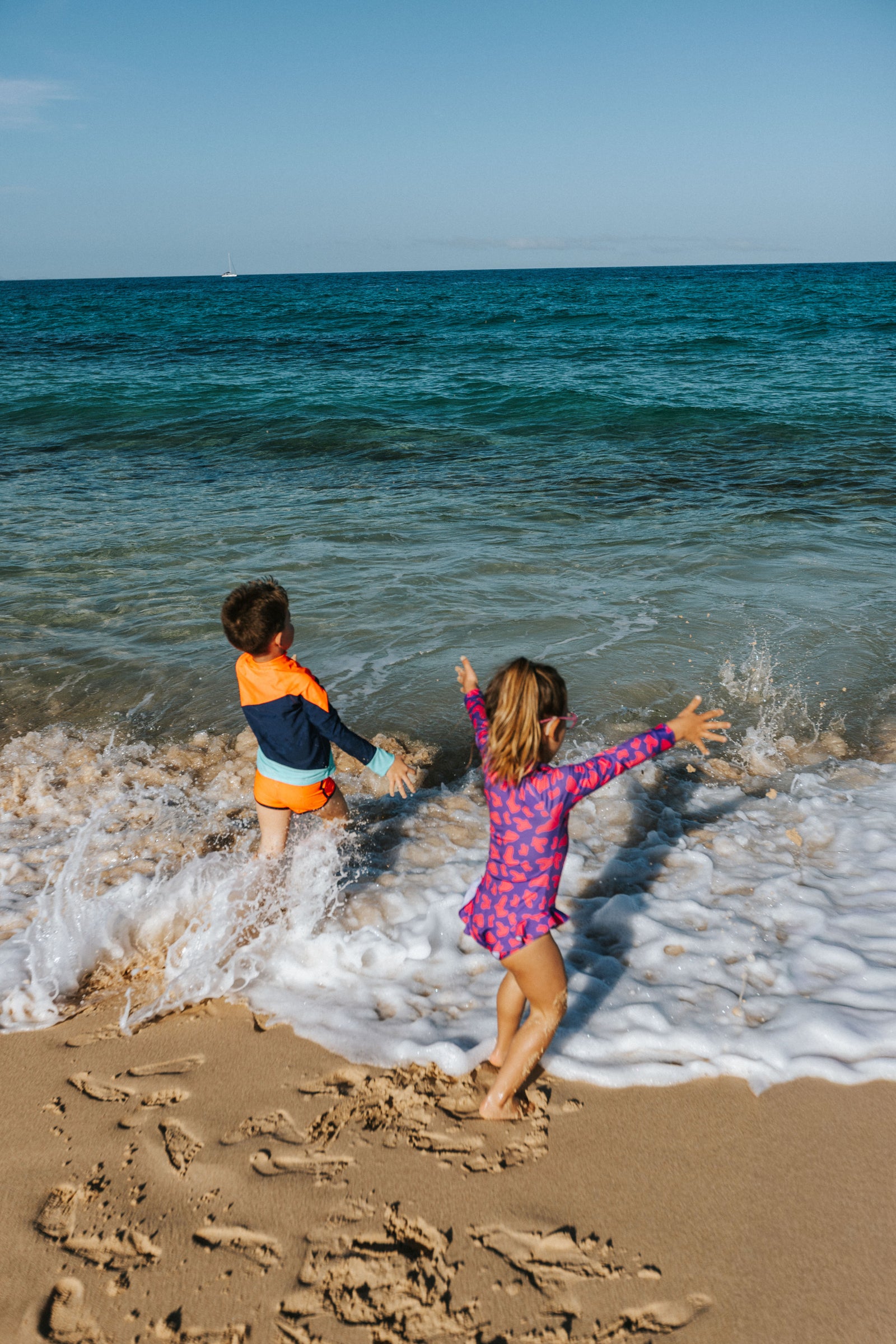 UV Protector Swimsuit | Hot Pink Brush Stroke