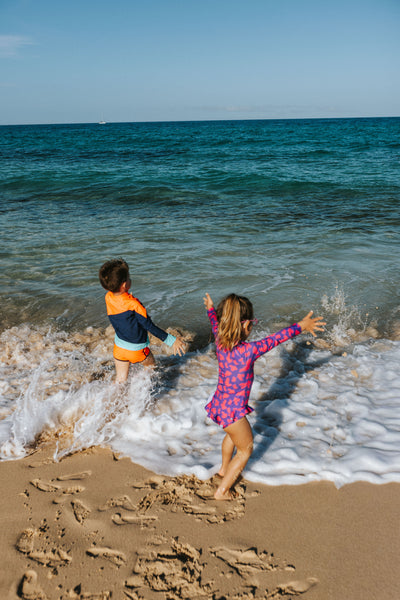 UV Protector Swimsuit | Hot Pink Brush Stroke
