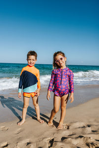 UV Protector Swimsuit | Hot Pink Brush Stroke