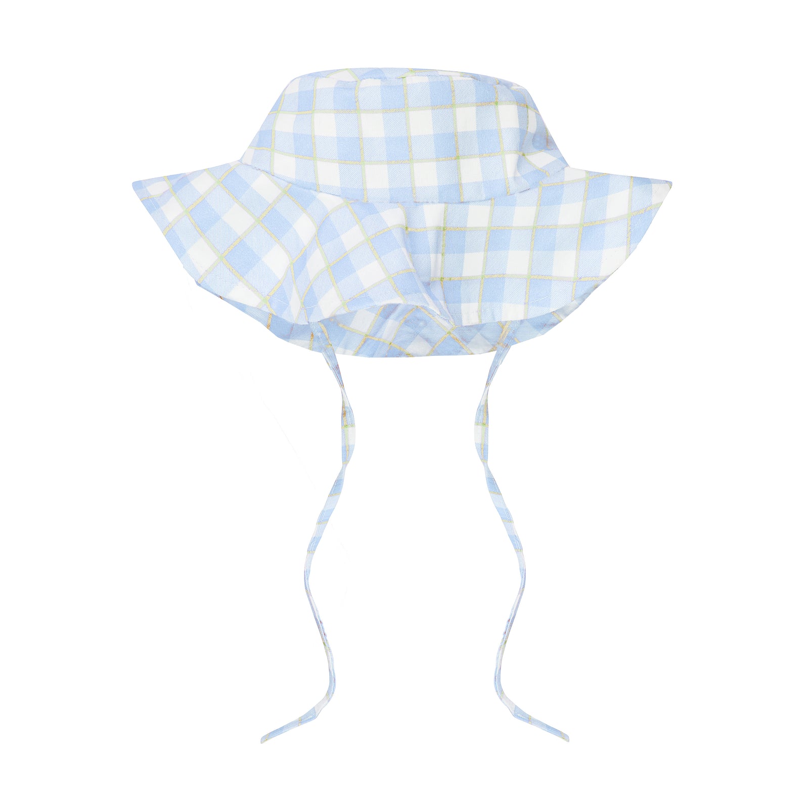 blue gingham kids sun hat