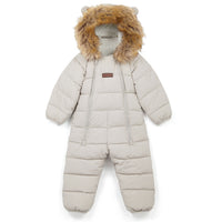 Fur Trim Quilted Snowsuit | Winter White