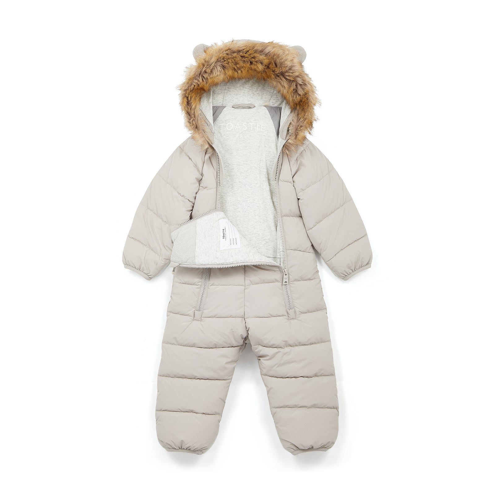 Fur Trim Quilted Snowsuit | Winter White