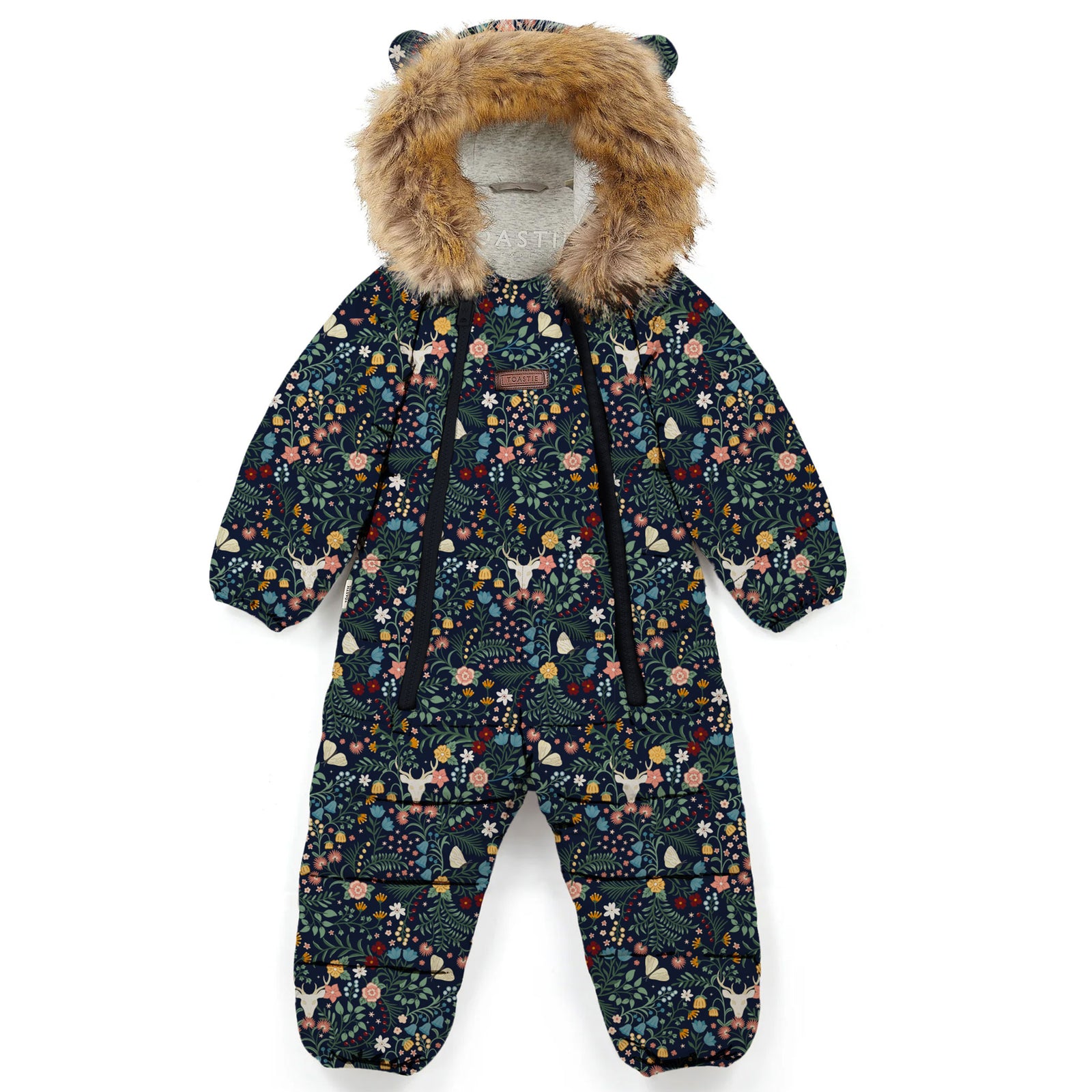 Fur Trim Quilted Snowsuit | Midnight Floral