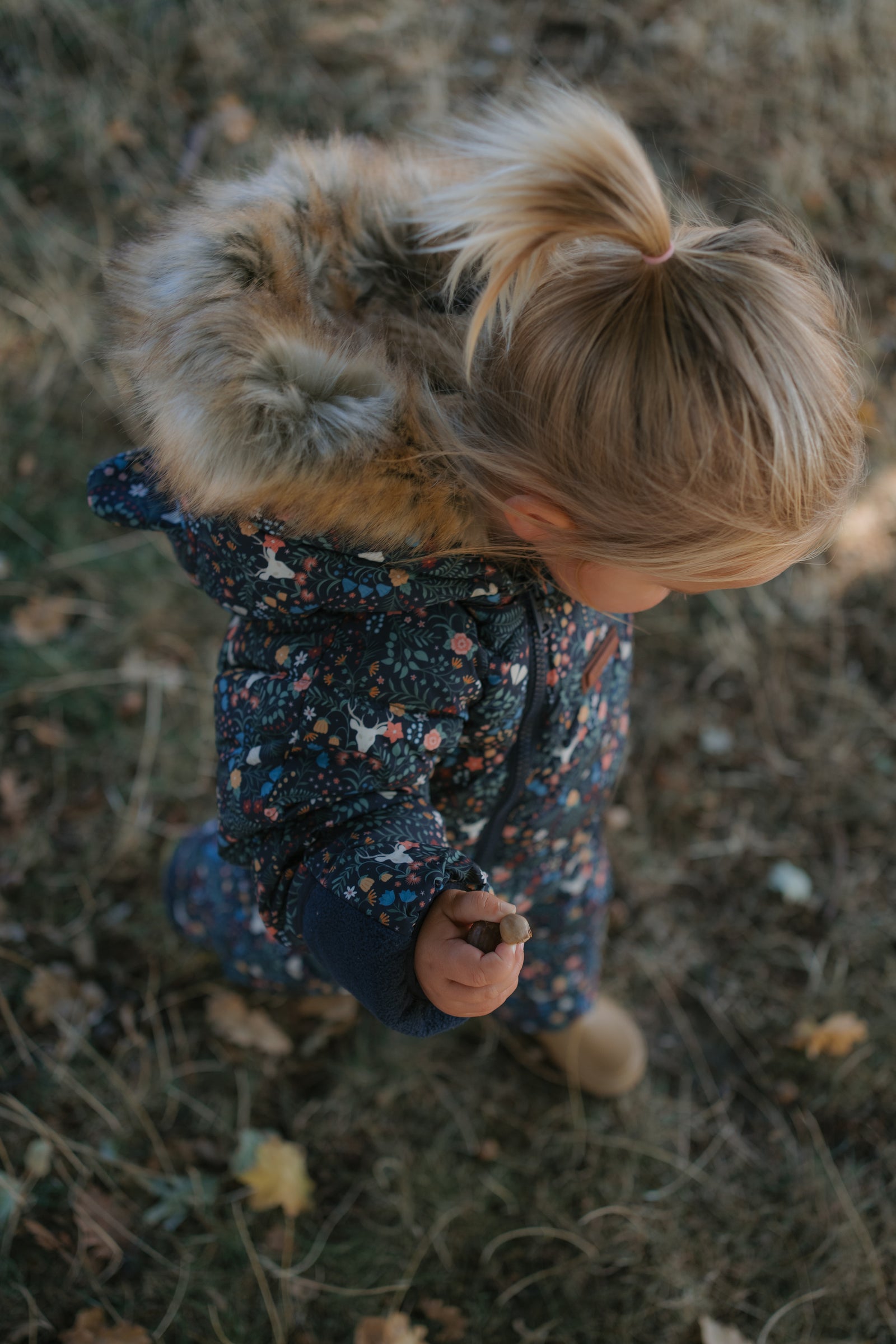 Fur Trim Quilted Snowsuit | Midnight Floral