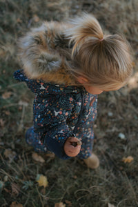 Fur Trim Quilted Snowsuit | Midnight Floral