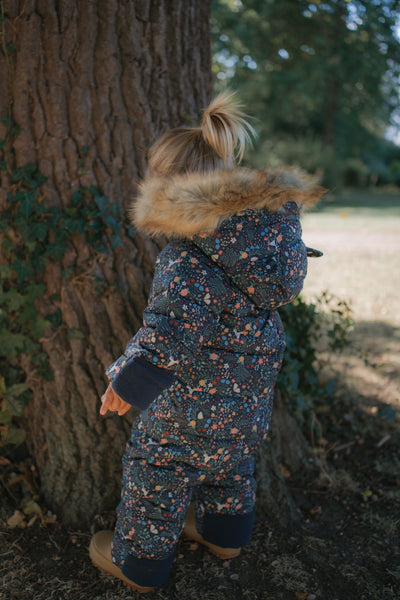 Cloud Onesie Fur Trim Snowsuit | Midnight Floral