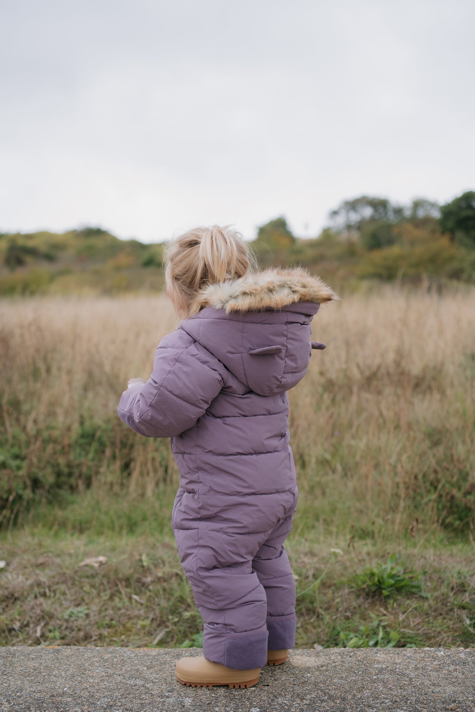 Fur Trim Quilted Snowsuit | Mauve