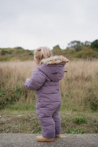 Fur Trim Quilted Snowsuit | Mauve