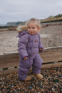 Fur Trim Quilted Snowsuit | Mauve