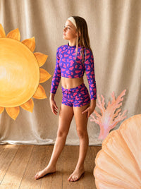 UV Protector Bikini Set | Hot Pink Brush Stroke