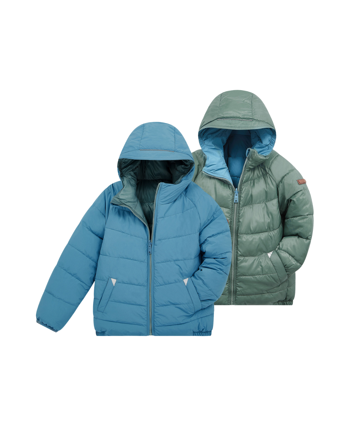EcoReversible Puffer Jacket | Cloud Blue / Fern