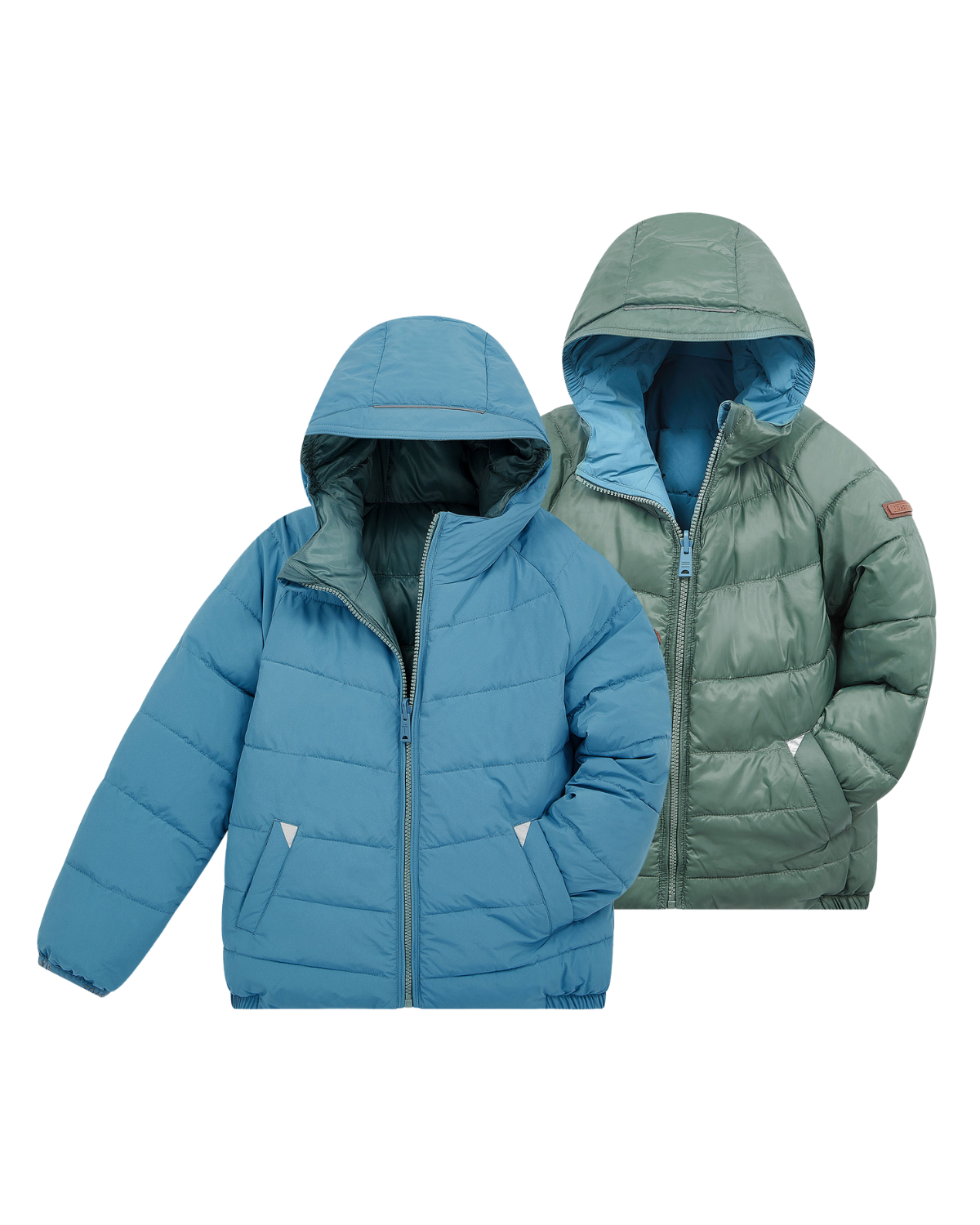 EcoReversible Puffer Jacket | Cloud Blue / Fern