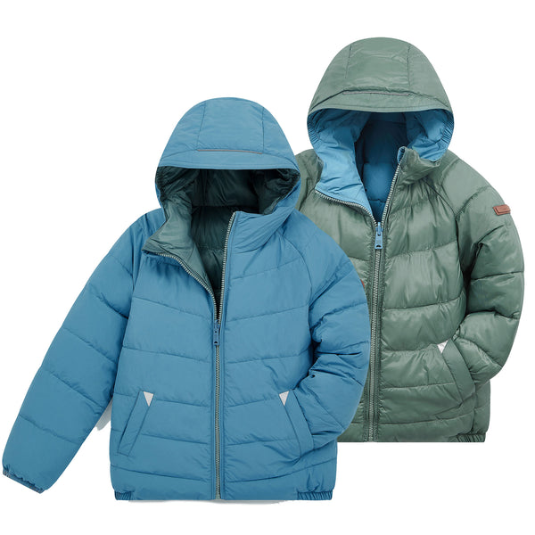 EcoReversible Puffer Jacket | Cloud Blue / Fern