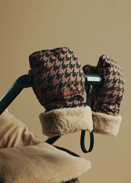 Pram Hand Warmers | Toffee Houndstooth