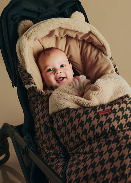 Pram Footmuff | Toffee Houndstooth