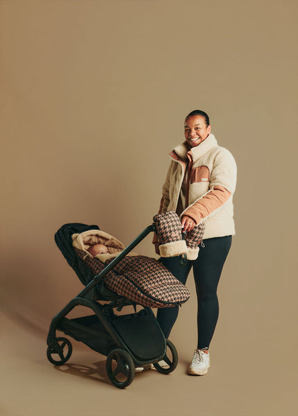 Pram Footmuff | Toffee Houndstooth