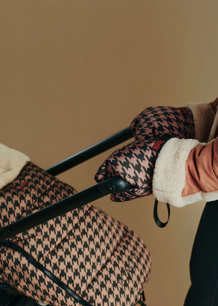 Pram Hand Warmers | Toffee Houndstooth