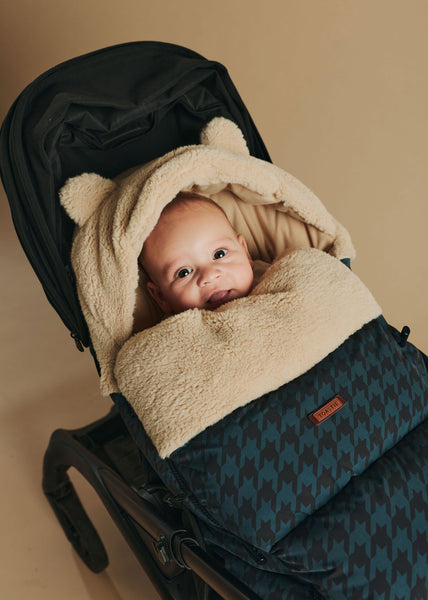Pram Footmuff | Midnight Houndstooth