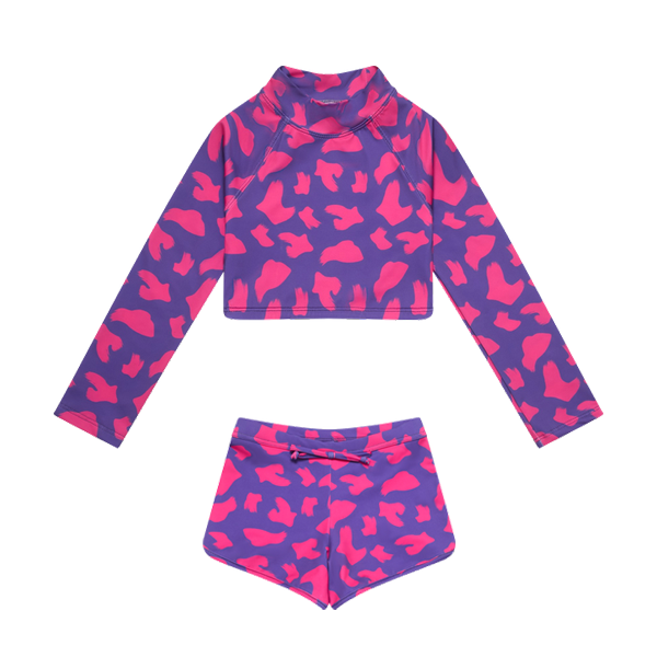 UV Protector Bikini Set | Hot Pink Brush Stroke