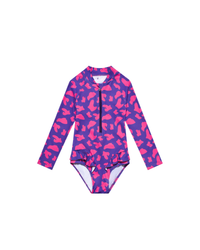 UV Protector Swimsuit | Hot Pink Brush Stroke