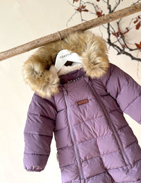 Fur Trim Quilted Snowsuit | Mauve