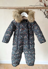 Fur Trim Quilted Snowsuit | Midnight Floral