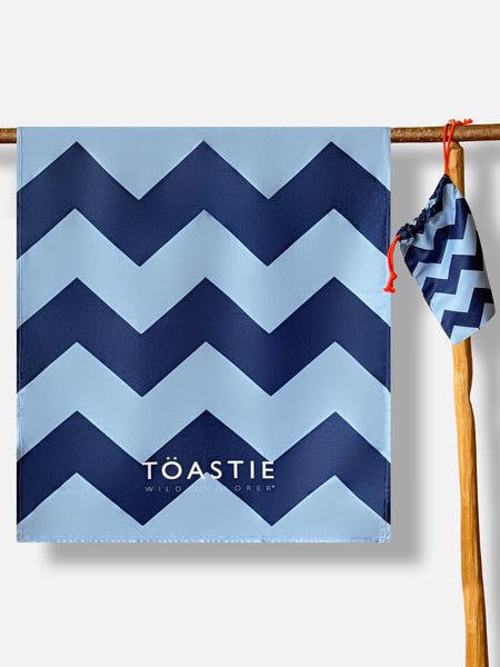 Printed Microfibre Towel | Blue Chevron