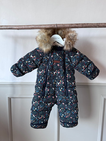 PRELOVED Cloud Fur Trim Onesie | Midnight Floral (6-12 M)