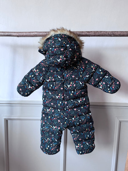 PRELOVED Cloud Fur Trim Onesie | Midnight Floral (6-12 M)