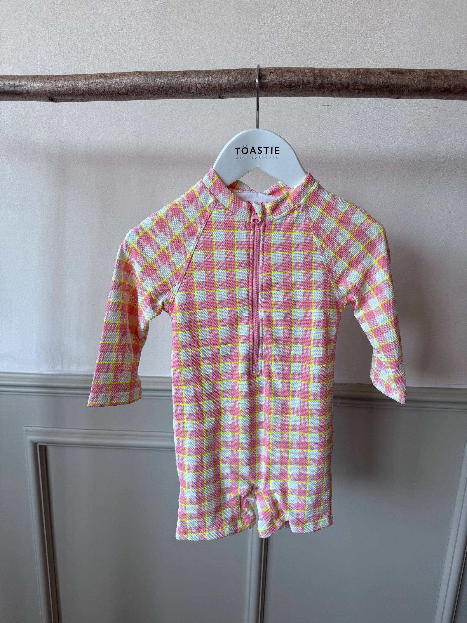 PRELOVED | UV Protector Baby Onesie | Pink Gingham (2-3 YRS)