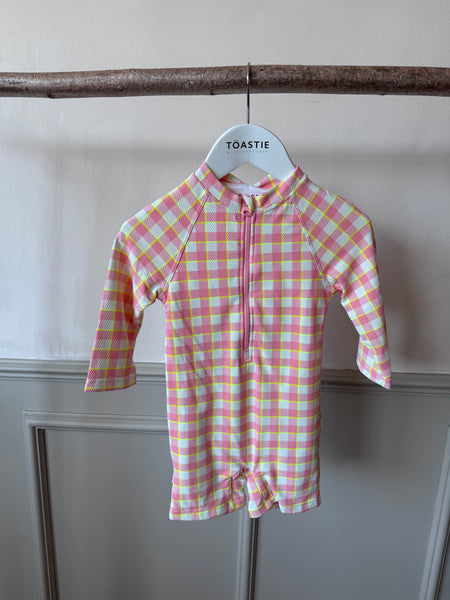 PRELOVED | UV Protector Baby Onesie | Pink Gingham (2-3 YRS)