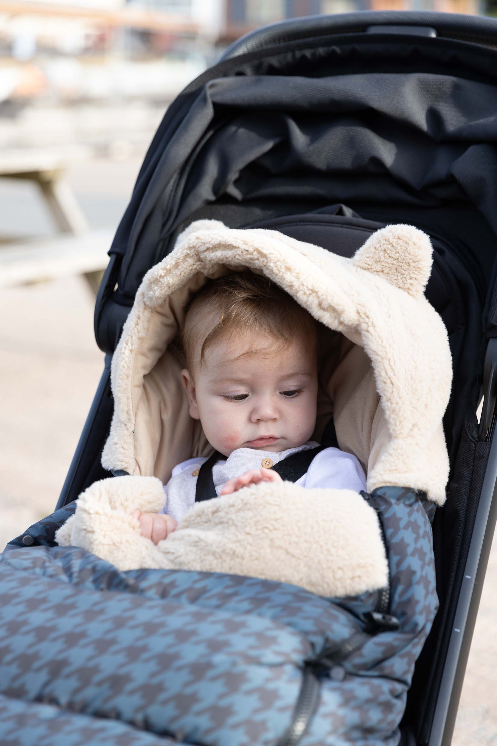 Pram Footmuff | Midnight Houndstooth