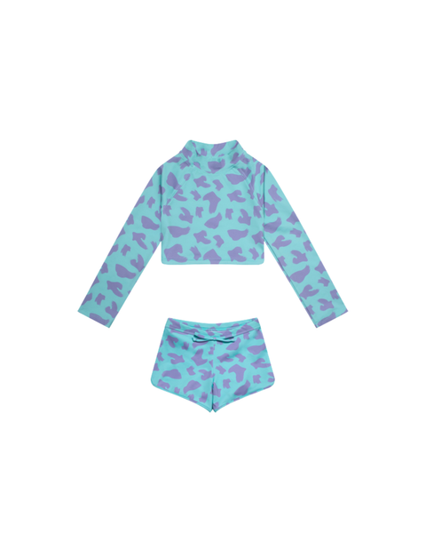 UV Protector Bikini Set | Turquoise Brush Stroke