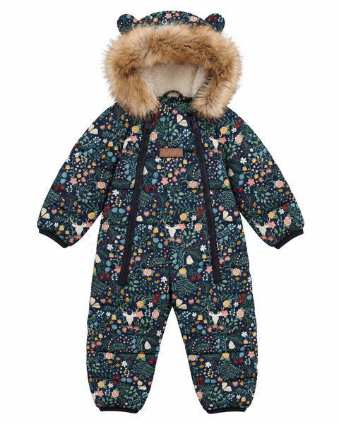 Cloud Onesie Fur Trim Snowsuit | Midnight Floral