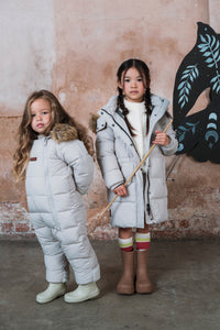 Fur Trim Quilted Snowsuit | Winter White