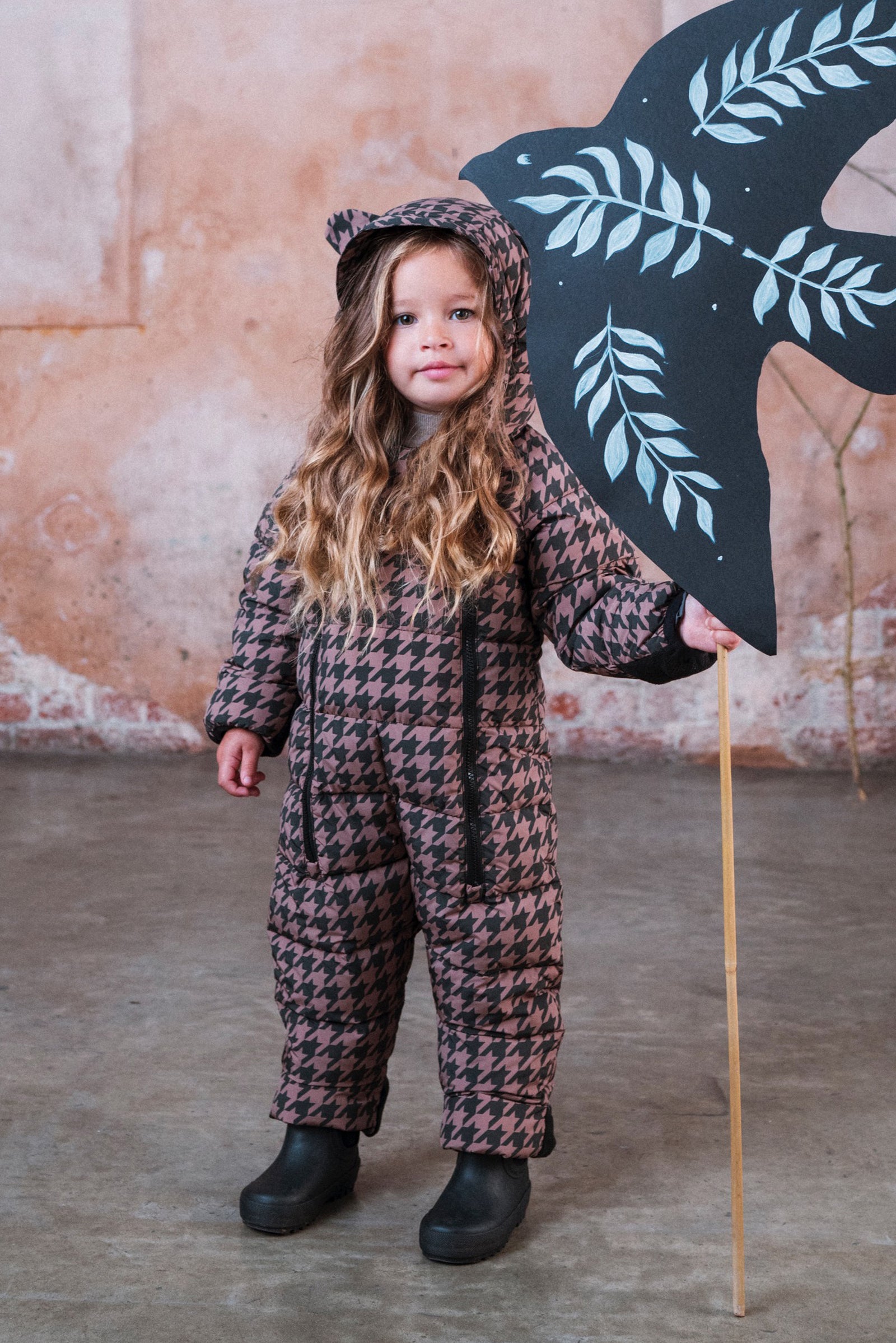 Quilted Snowsuit | Toffee Houndstooth