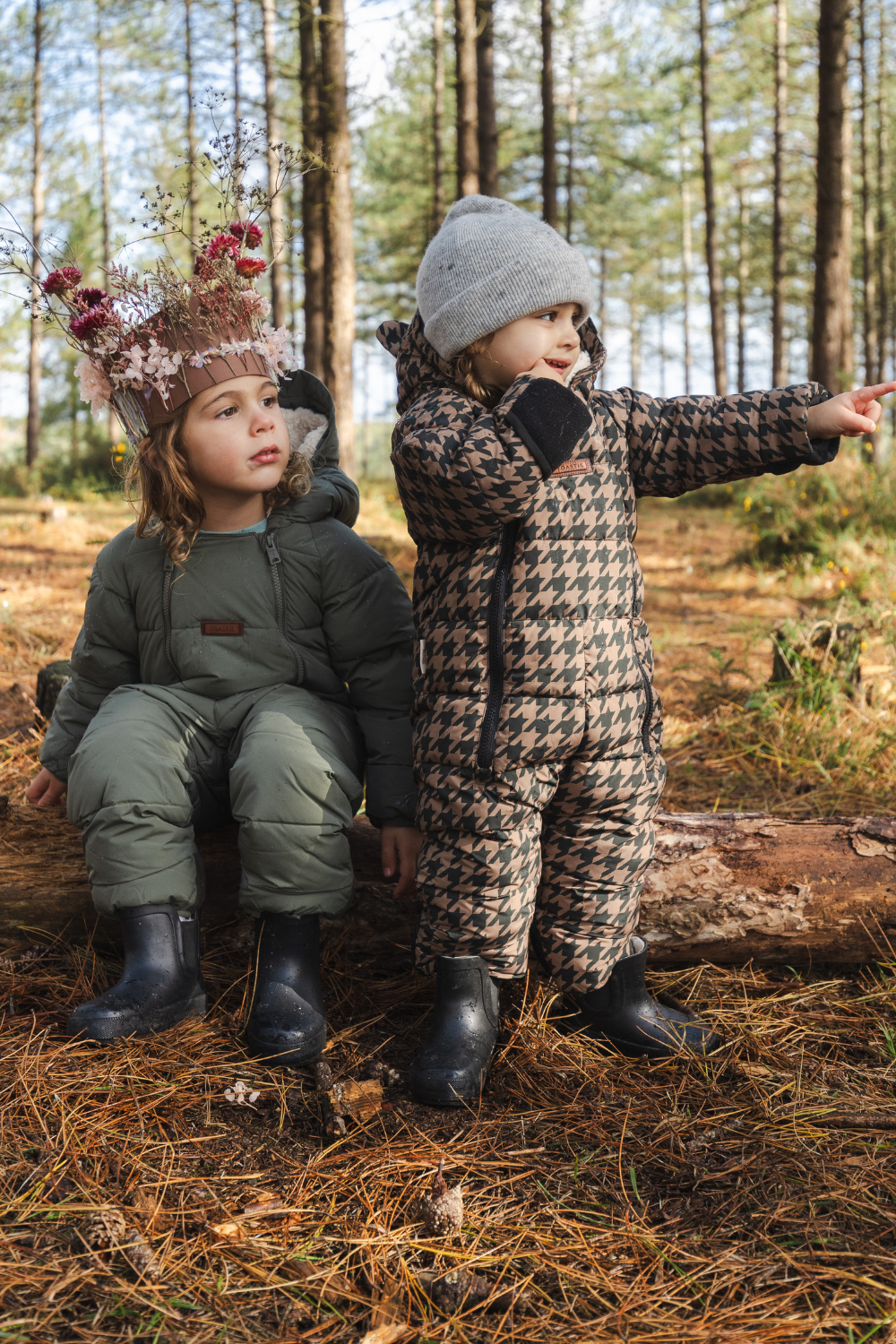 Quilted Snowsuit | Toffee Houndstooth