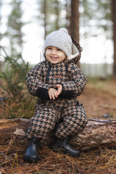 Cloud Onesie Snowsuit | Toffee Houndstooth
